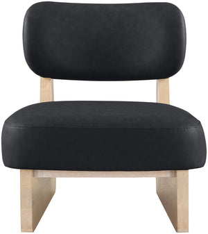 Meridian Furniture Vetra Sculptural Low Profile Vegan Leather Accent Chair with Solid Wood Base 33018Black