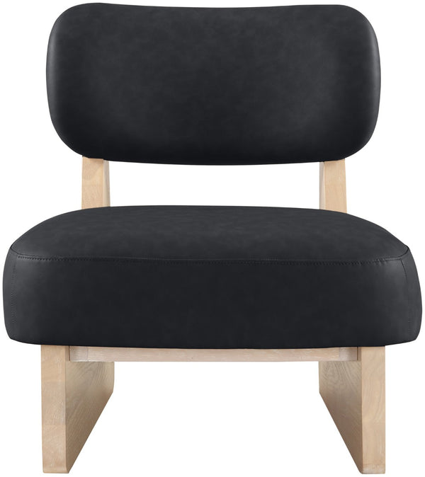 Meridian Furniture Vetra Sculptural Low Profile Vegan Leather Accent Chair with Solid Wood Base 33018Black