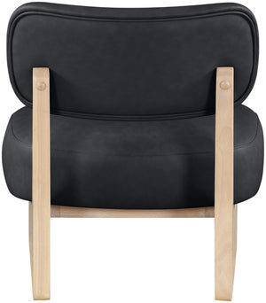 Meridian Furniture Vetra Sculptural Low Profile Vegan Leather Accent Chair with Solid Wood Base 33018Black