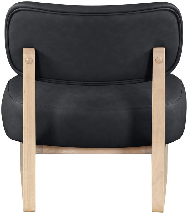 Meridian Furniture Vetra Sculptural Low Profile Vegan Leather Accent Chair with Solid Wood Base 33018Black