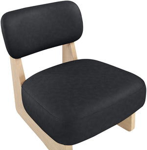Meridian Furniture Vetra Sculptural Low Profile Vegan Leather Accent Chair with Solid Wood Base 33018Black