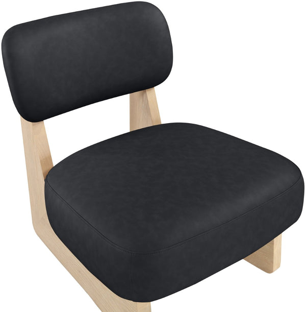 Meridian Furniture Vetra Sculptural Low Profile Vegan Leather Accent Chair with Solid Wood Base 33018Black