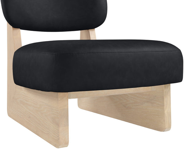 Meridian Furniture Vetra Sculptural Low Profile Vegan Leather Accent Chair with Solid Wood Base 33018Black