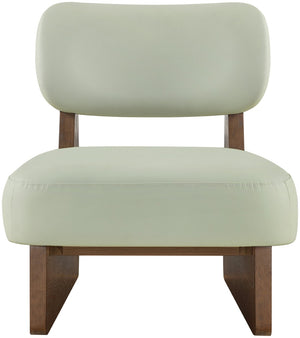 Meridian Furniture Vetra Sculptural Vegan Leather Accent Chair with Walnut Wood Base for Modern Rooms 33019Mint