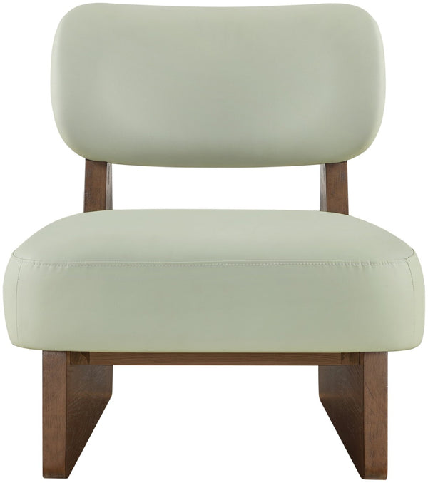 Meridian Furniture Vetra Sculptural Vegan Leather Accent Chair with Walnut Wood Base for Modern Rooms 33019Mint
