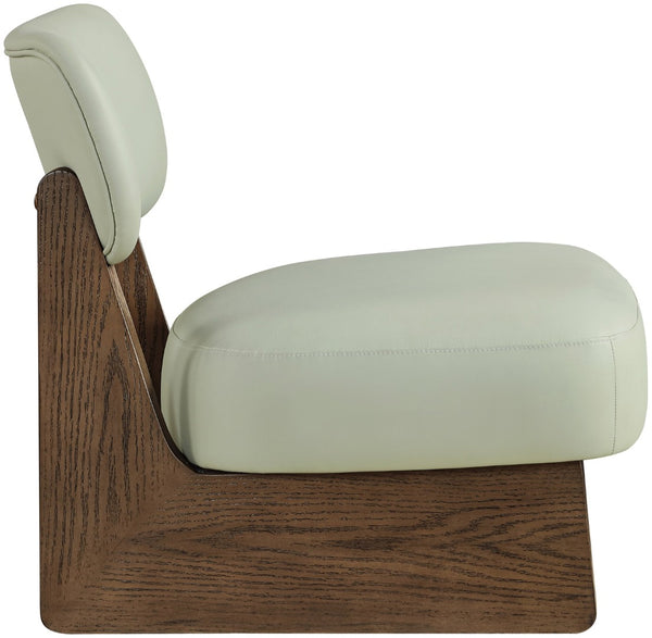 Meridian Furniture Vetra Sculptural Vegan Leather Accent Chair with Walnut Wood Base for Modern Rooms 33019Mint