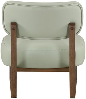Meridian Furniture Vetra Sculptural Vegan Leather Accent Chair with Walnut Wood Base for Modern Rooms 33019Mint