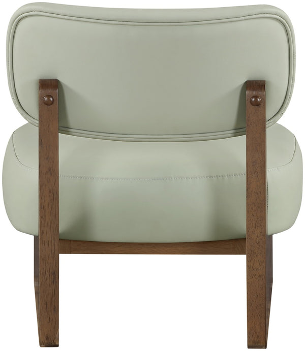 Meridian Furniture Vetra Sculptural Vegan Leather Accent Chair with Walnut Wood Base for Modern Rooms 33019Mint
