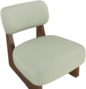 Meridian Furniture Vetra Sculptural Vegan Leather Accent Chair with Walnut Wood Base for Modern Rooms 33019Mint