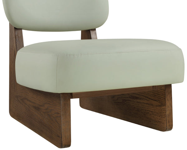 Meridian Furniture Vetra Sculptural Vegan Leather Accent Chair with Walnut Wood Base for Modern Rooms 33019Mint
