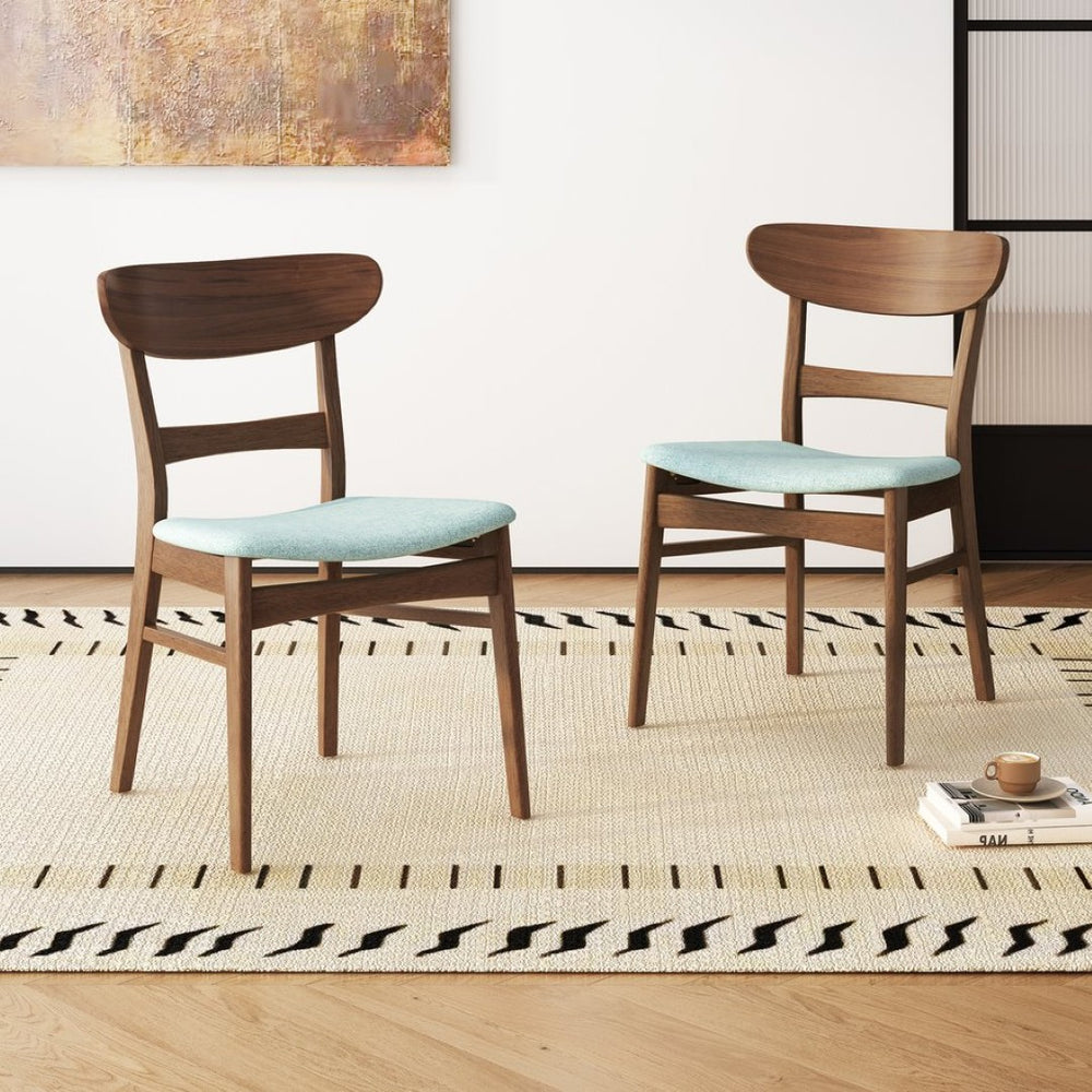 English Elm [video] Rubberwood Dining Chairs Set of 2 Upholstered Mid-century Seats for Modern Homes 58915.00MNT