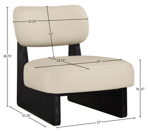 Meridian Furniture Vetra Sculptural Low-profile Vegan Leather Accent Chair for Modern Living Spaces 33020Beige