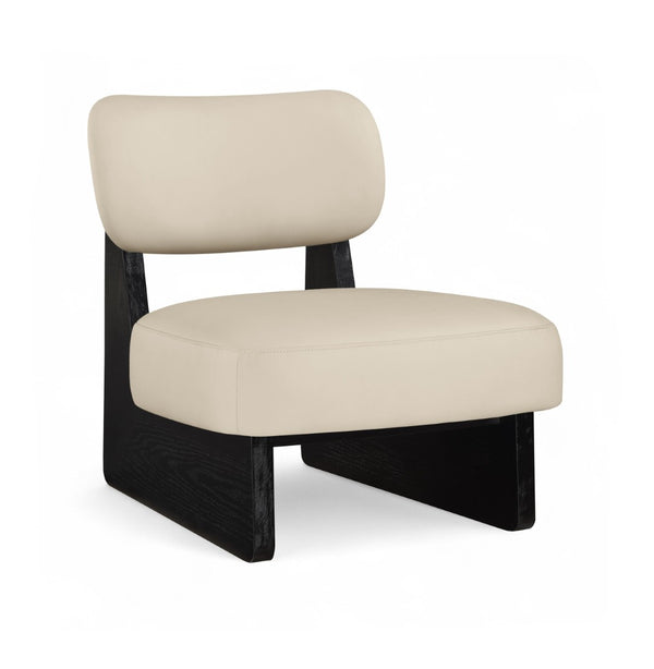Meridian Furniture Vetra Sculptural Low-profile Vegan Leather Accent Chair for Modern Living Spaces 33020Beige