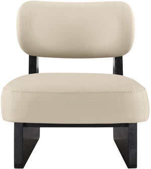Meridian Furniture Vetra Sculptural Low-profile Vegan Leather Accent Chair for Modern Living Spaces 33020Beige