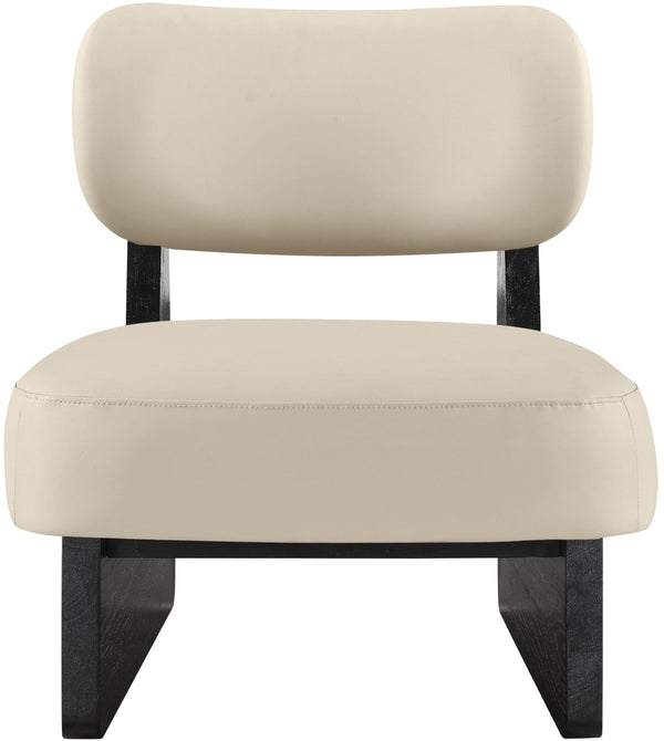Meridian Furniture Vetra Sculptural Low-profile Vegan Leather Accent Chair for Modern Living Spaces 33020Beige