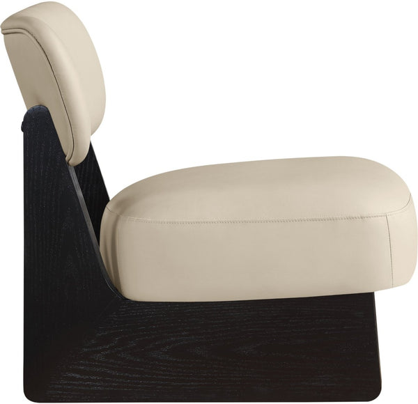Meridian Furniture Vetra Sculptural Low-profile Vegan Leather Accent Chair for Modern Living Spaces 33020Beige