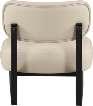 Meridian Furniture Vetra Sculptural Low-profile Vegan Leather Accent Chair for Modern Living Spaces 33020Beige