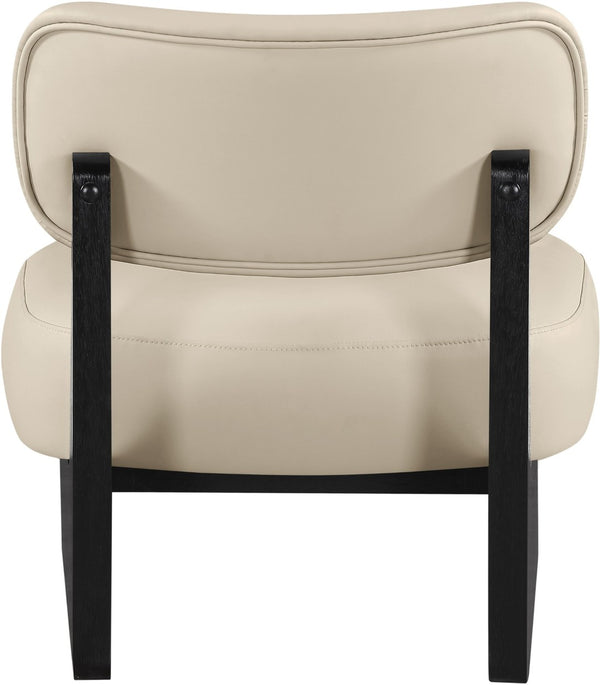 Meridian Furniture Vetra Sculptural Low-profile Vegan Leather Accent Chair for Modern Living Spaces 33020Beige
