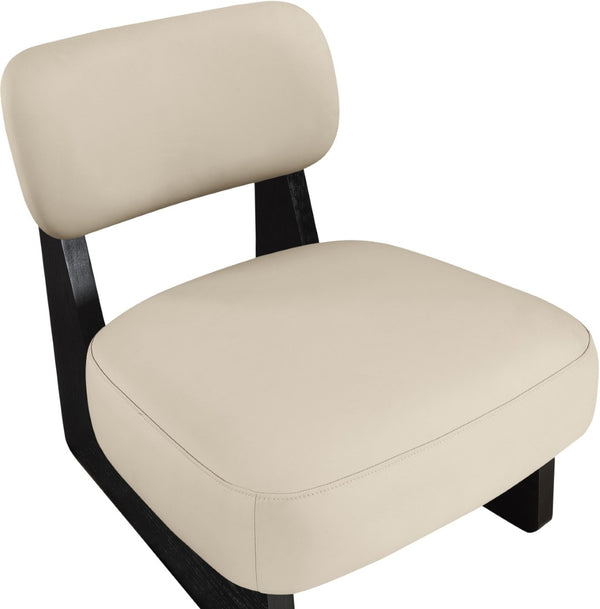 Meridian Furniture Vetra Sculptural Low-profile Vegan Leather Accent Chair for Modern Living Spaces 33020Beige