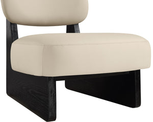 Meridian Furniture Vetra Sculptural Low-profile Vegan Leather Accent Chair for Modern Living Spaces 33020Beige