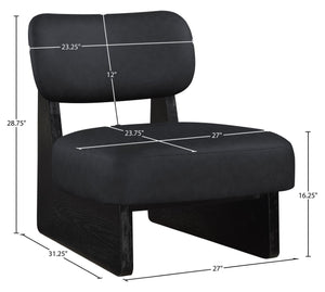 Meridian Furniture Vetra Sculptural Low Profile Vegan Leather Accent Chair for Modern Living Rooms 33020Black