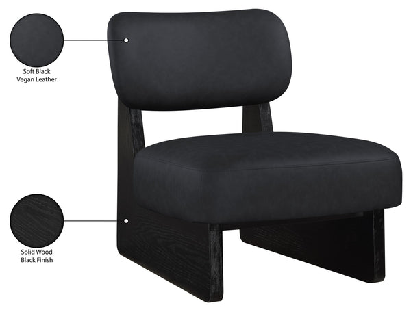 Meridian Furniture Vetra Sculptural Low Profile Vegan Leather Accent Chair for Modern Living Rooms 33020Black