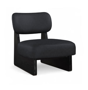 Meridian Furniture Vetra Sculptural Low Profile Vegan Leather Accent Chair for Modern Living Rooms 33020Black