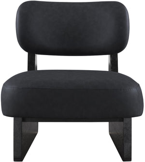 Meridian Furniture Vetra Sculptural Low Profile Vegan Leather Accent Chair for Modern Living Rooms 33020Black