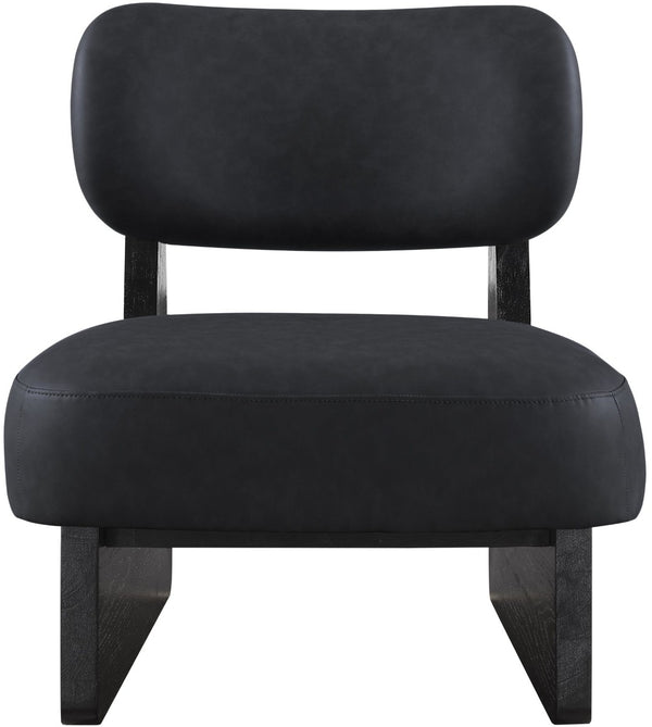 Meridian Furniture Vetra Sculptural Low Profile Vegan Leather Accent Chair for Modern Living Rooms 33020Black