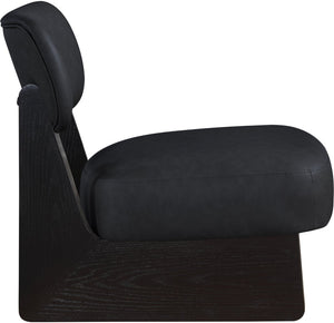 Meridian Furniture Vetra Sculptural Low Profile Vegan Leather Accent Chair for Modern Living Rooms 33020Black