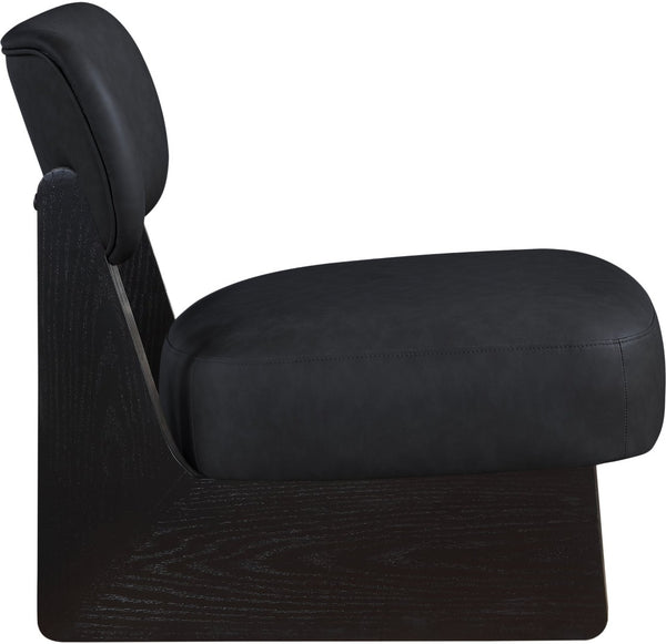 Meridian Furniture Vetra Sculptural Low Profile Vegan Leather Accent Chair for Modern Living Rooms 33020Black