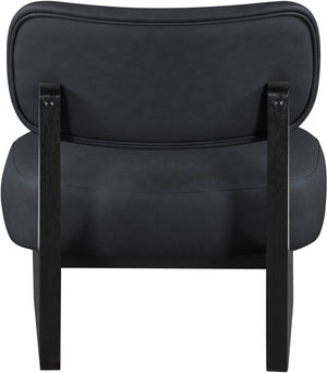 Meridian Furniture Vetra Sculptural Low Profile Vegan Leather Accent Chair for Modern Living Rooms 33020Black