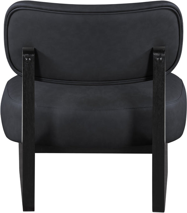 Meridian Furniture Vetra Sculptural Low Profile Vegan Leather Accent Chair for Modern Living Rooms 33020Black