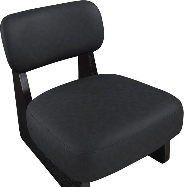 Meridian Furniture Vetra Sculptural Low Profile Vegan Leather Accent Chair for Modern Living Rooms 33020Black