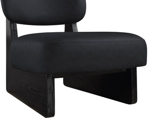 Meridian Furniture Vetra Sculptural Low Profile Vegan Leather Accent Chair for Modern Living Rooms 33020Black