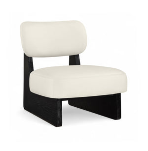 Meridian Furniture Vetra Sculptural Vegan Leather Accent Chair with Black Base for Modern Living 33020Cream