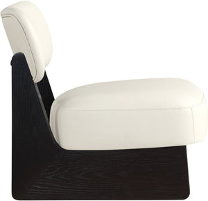Meridian Furniture Vetra Sculptural Vegan Leather Accent Chair with Black Base for Modern Living 33020Cream