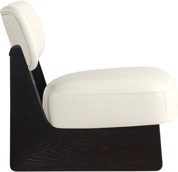 Meridian Furniture Vetra Sculptural Vegan Leather Accent Chair with Black Base for Modern Living 33020Cream