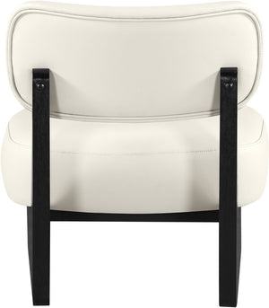 Meridian Furniture Vetra Sculptural Vegan Leather Accent Chair with Black Base for Modern Living 33020Cream