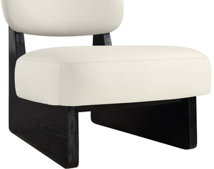 Meridian Furniture Vetra Sculptural Vegan Leather Accent Chair with Black Base for Modern Living 33020Cream