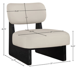 Meridian Furniture Vetra Sculptural Pu Leather Accent Chair with Matte Black Base for Modern Interiors 33020Taupe