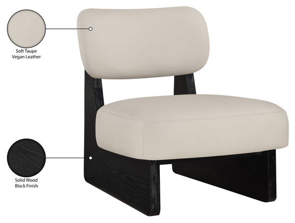 Meridian Furniture Vetra Sculptural Pu Leather Accent Chair with Matte Black Base for Modern Interiors 33020Taupe