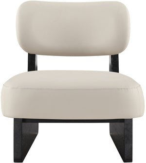 Meridian Furniture Vetra Sculptural Pu Leather Accent Chair with Matte Black Base for Modern Interiors 33020Taupe
