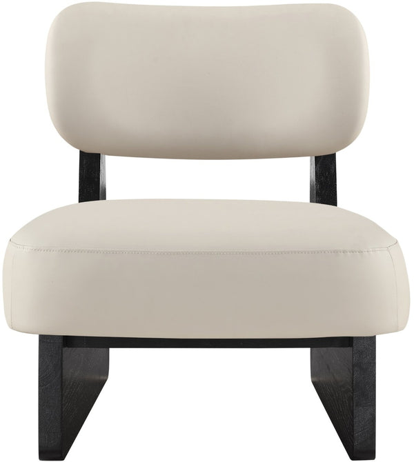 Meridian Furniture Vetra Sculptural Pu Leather Accent Chair with Matte Black Base for Modern Interiors 33020Taupe