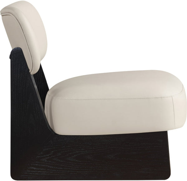 Meridian Furniture Vetra Sculptural Pu Leather Accent Chair with Matte Black Base for Modern Interiors 33020Taupe