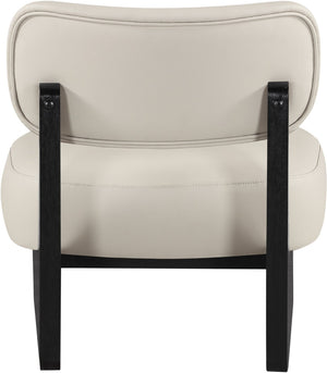 Meridian Furniture Vetra Sculptural Pu Leather Accent Chair with Matte Black Base for Modern Interiors 33020Taupe
