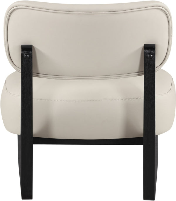 Meridian Furniture Vetra Sculptural Pu Leather Accent Chair with Matte Black Base for Modern Interiors 33020Taupe
