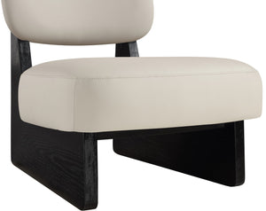 Meridian Furniture Vetra Sculptural Pu Leather Accent Chair with Matte Black Base for Modern Interiors 33020Taupe