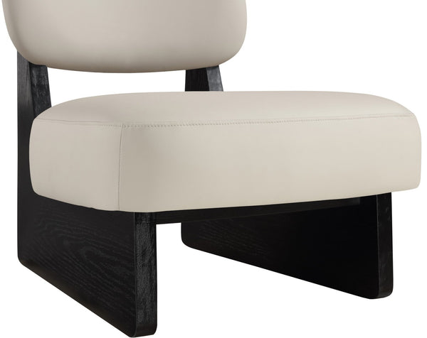 Meridian Furniture Vetra Sculptural Pu Leather Accent Chair with Matte Black Base for Modern Interiors 33020Taupe