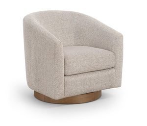 Meridian Furniture Modra Woven Polyester Swivel Accent Chair with Walnut Base for Modern Living Room Seating Beige 33021Beige